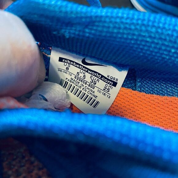 NIKE Air Zoom FLYKNIT Lunar 2 Blue Orange White Womens 8 US 39 EUR Running Shoes - Picture 12 of 14